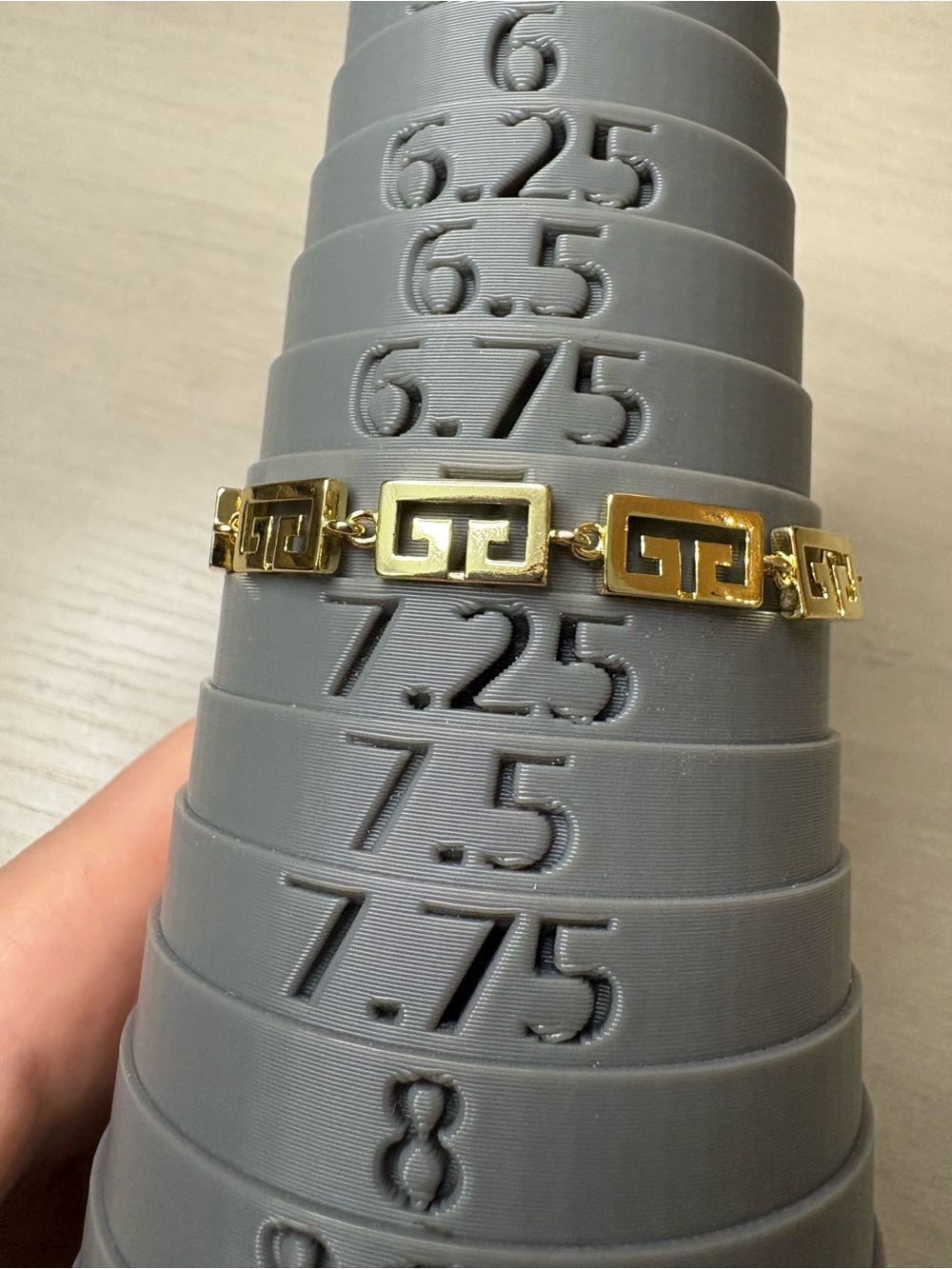 Gold Link Bracelet with Greek Key Motif